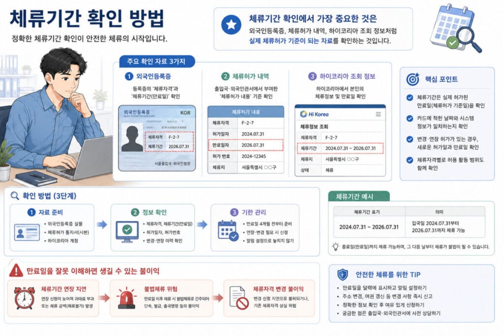 체류기간 확인 방법 3단계 인포그래픽