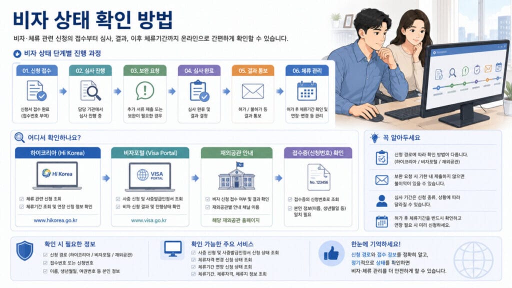 비자 상태 확인 방법 단계별 인포그래픽