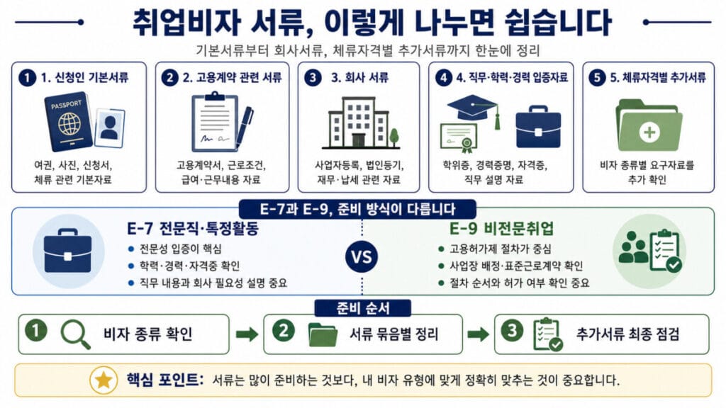 취업비자 서류 체크 포인트 정리한 인포그래픽